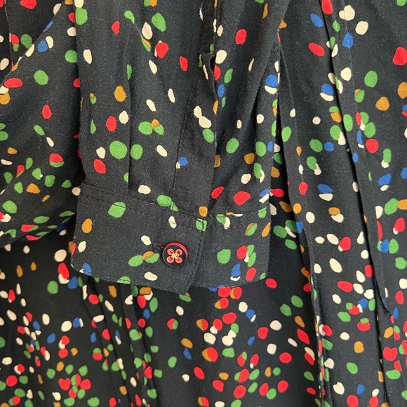Maeve Black Button Down Collared Blouse with Colorful Confetti Pattern - Picture 6 of 14